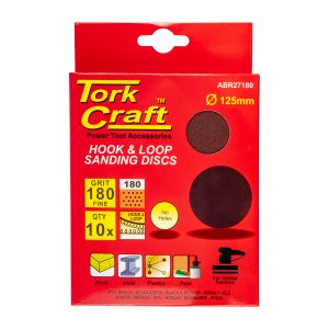 Tork Craft Sanding Disc 125Mm No Hole 180 Grit 10/Pack Hook And Loop