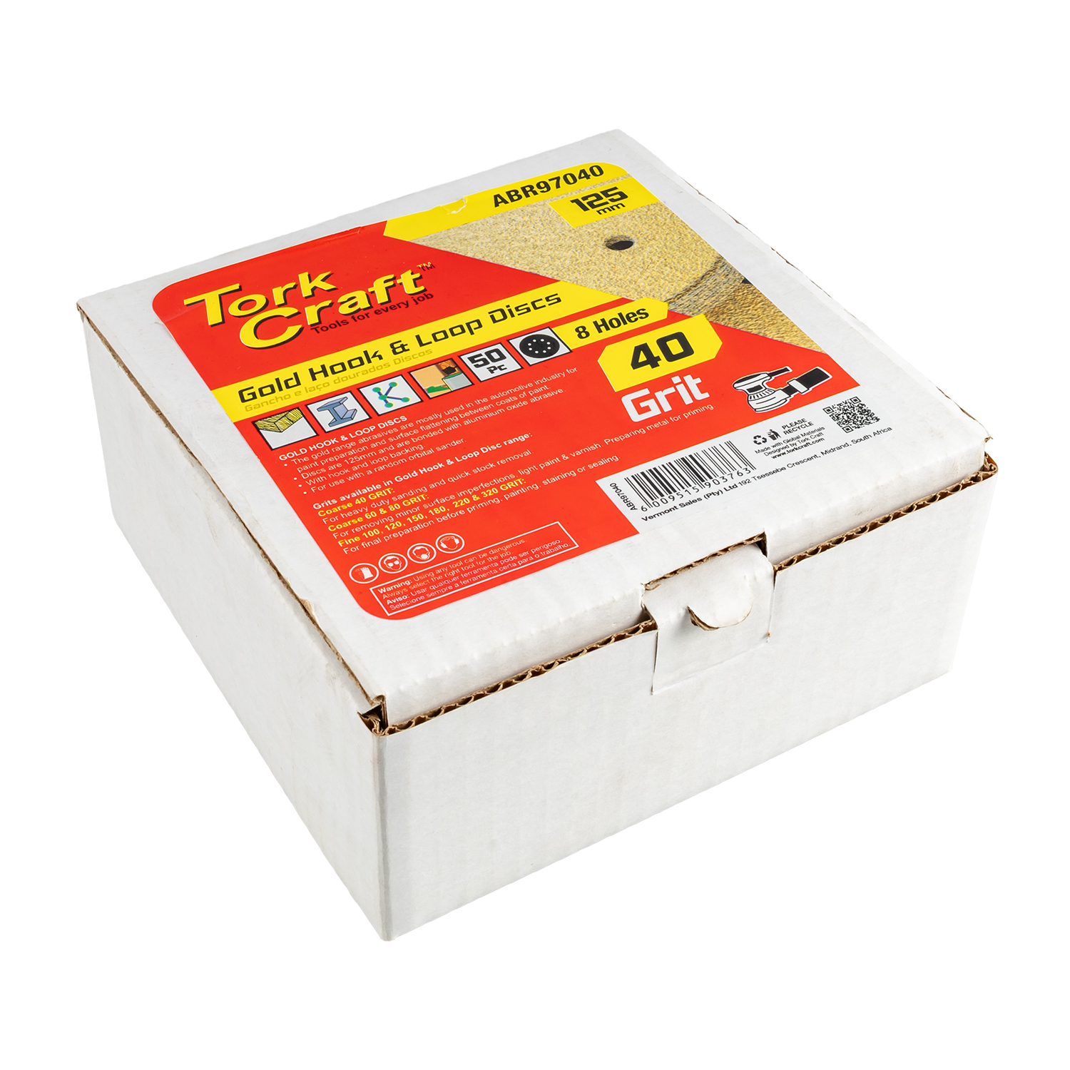 Tork Craft Gold Disc (50 Pieces) 40 Grit 125Mm X 8 Holes Hook And Loop