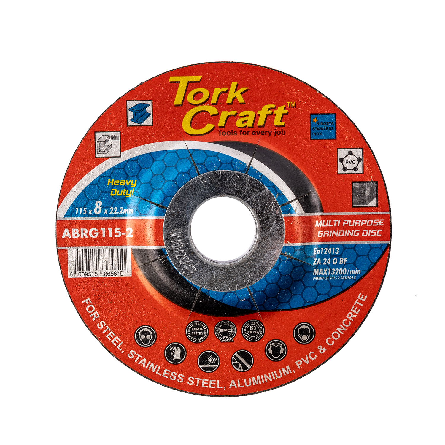 Tork Craft Grinding Disc For Steel 115 X 8.0 X 22.2Mm Steel S/Steel Concret Multi