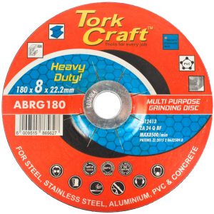 Tork Craft Grinding Disc For Steel 180 X 8.0 X 22.2Mm Steel S/Steel Concret Multi