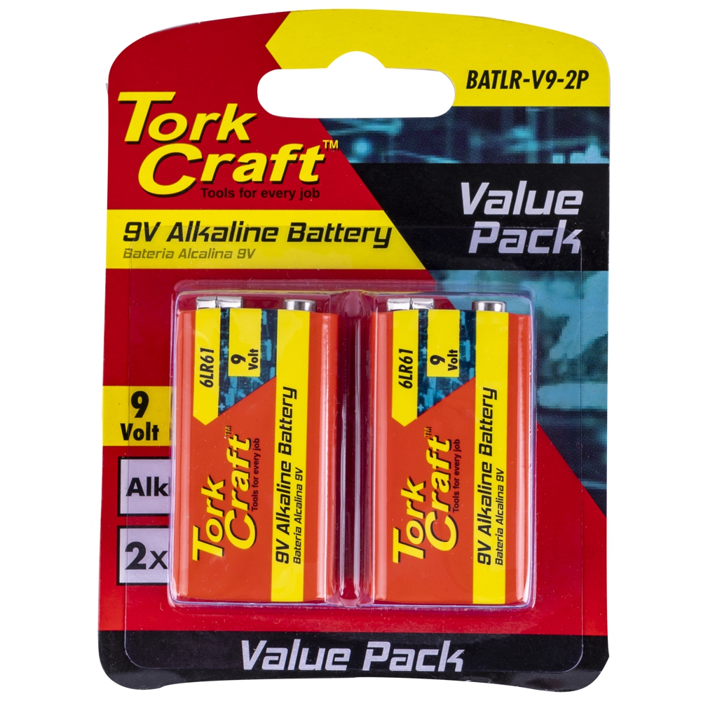 Tork Craft Battery 9V Alkaline X2 Per Card