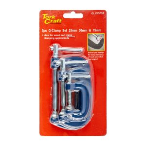 Tork Craft Clamp G 3 Piece 25 50 & 75 Mm Set 1 2 & 3' Kit