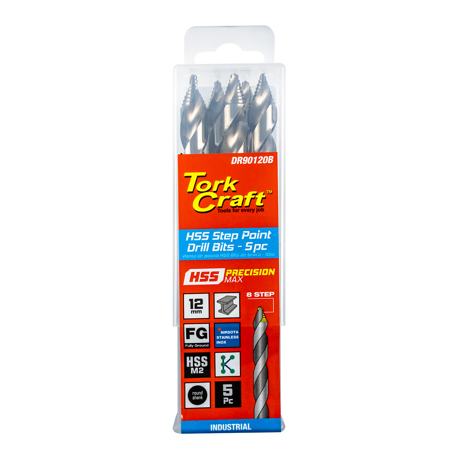 Tork Craft Precision-Max Step Point 12.0Mm Hss Dril 5 Pack