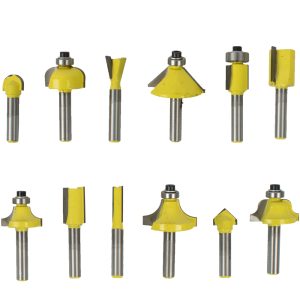 Tork Craft Router Bit Set 12Pc Aluminium/Glass Case 1/4 Shank