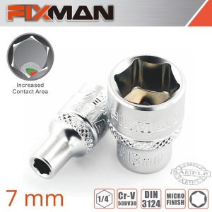 Fixman 1/4' Drive Hex Socket 7Mm