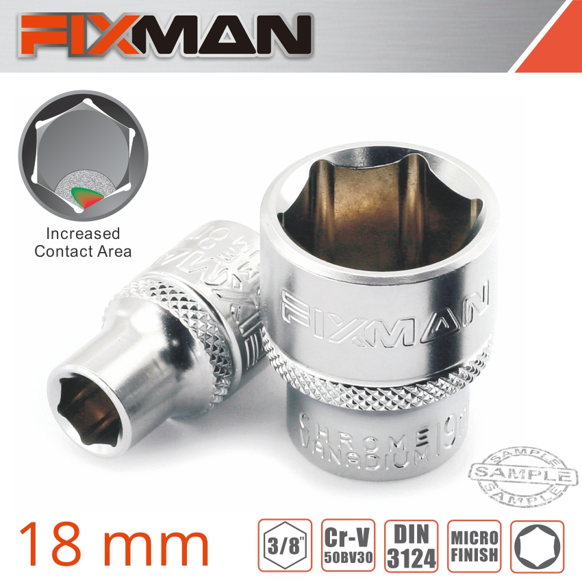 Fixman 3/8' Drive Hex Socket 18Mm