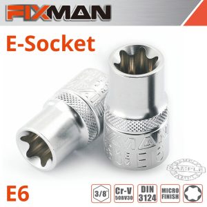 Fixman 3/8' Drive E-Socket 6 Point E6