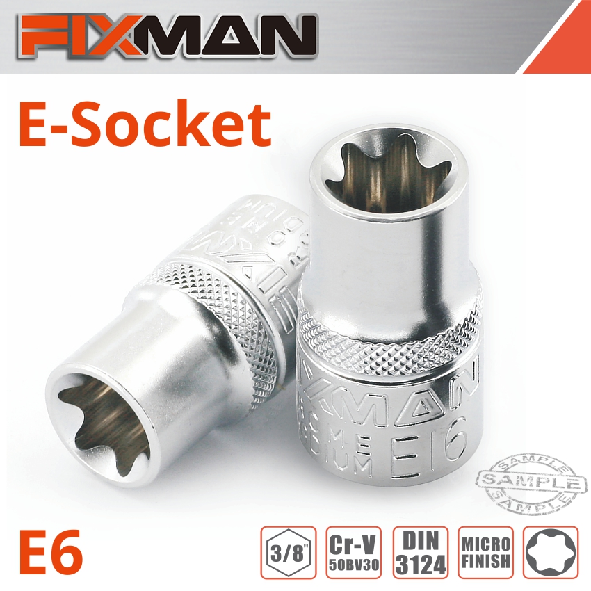 Fixman 3/8' Drive E-Socket 6 Point E6