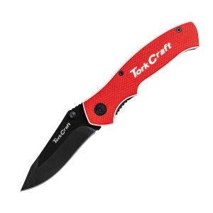 Tork Craft Knife Foldable Utility Red With G10 Material Handle And Belt Clip