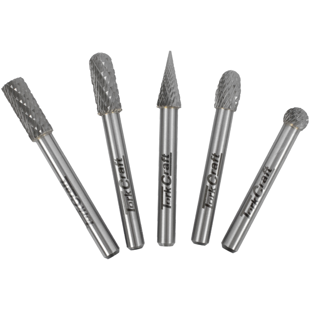Tork Craft Rotary Burr Set 5 Pc Asstd 8Mm Dia Tungsten