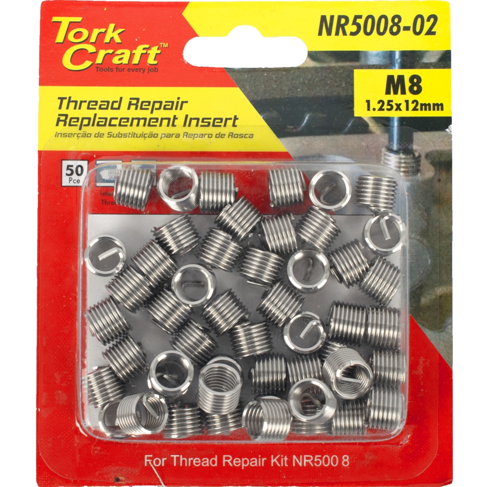 Tork Craft Thread Repair Kit M8 X 1.25 X 1.5D Repl. Inserts For Nr5008