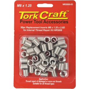 Tork Craft Thread Repair Kit M8 X 1.25 X 2.0D Repl. Inserts For Nr5008
