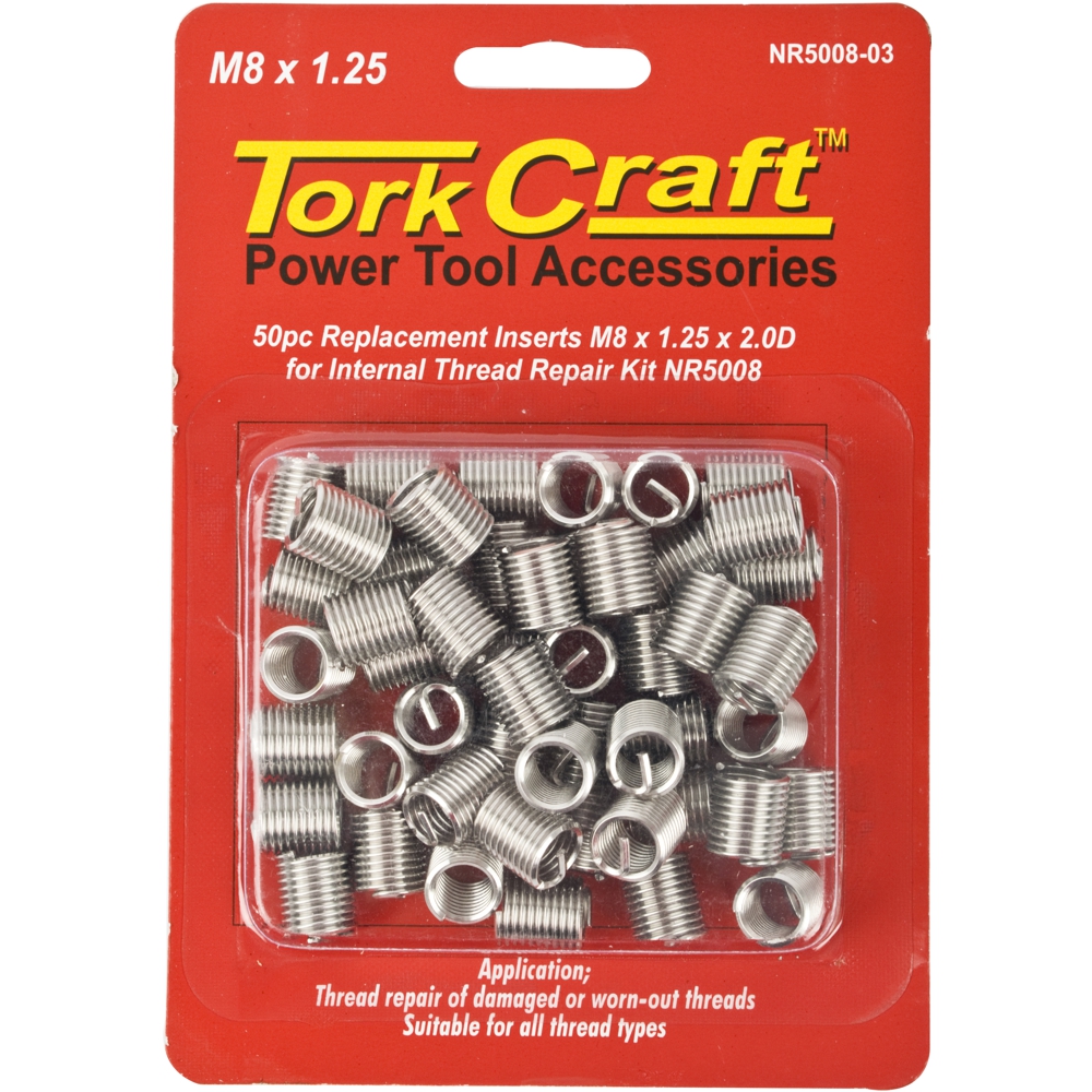 Tork Craft Thread Repair Kit M8 X 1.25 X 2.0D Repl. Inserts For Nr5008
