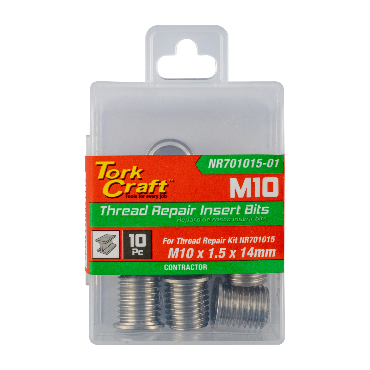 Tork Craft Repl. Insert 10Pc M10 X 1.5 X 14Mm S/Steel For Nr701015