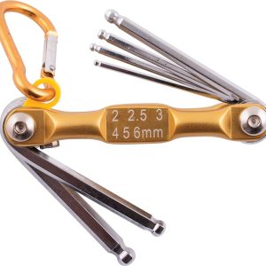 Tork Craft Folding Key Set Ball Point 2-2.5-3-4-5-6 Yellow Chrome Plated
