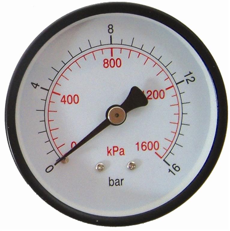 Aircraft Press. Gauge 63Mm Rear Fit 1/4'0-16Bar 0-1600Kpa
