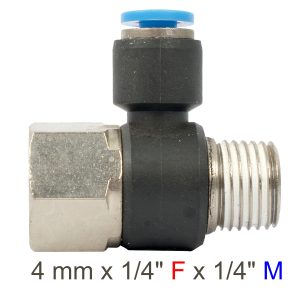 Aircraft Pu Hose Fitting Tee 4Mm X 1/4'F X 1/4'M
