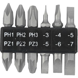Tork Craft 6Pc 45Mm Double End Bit Set Ph1,2,3  Pz1,2,3  Sl3,4,5,6,7Mm