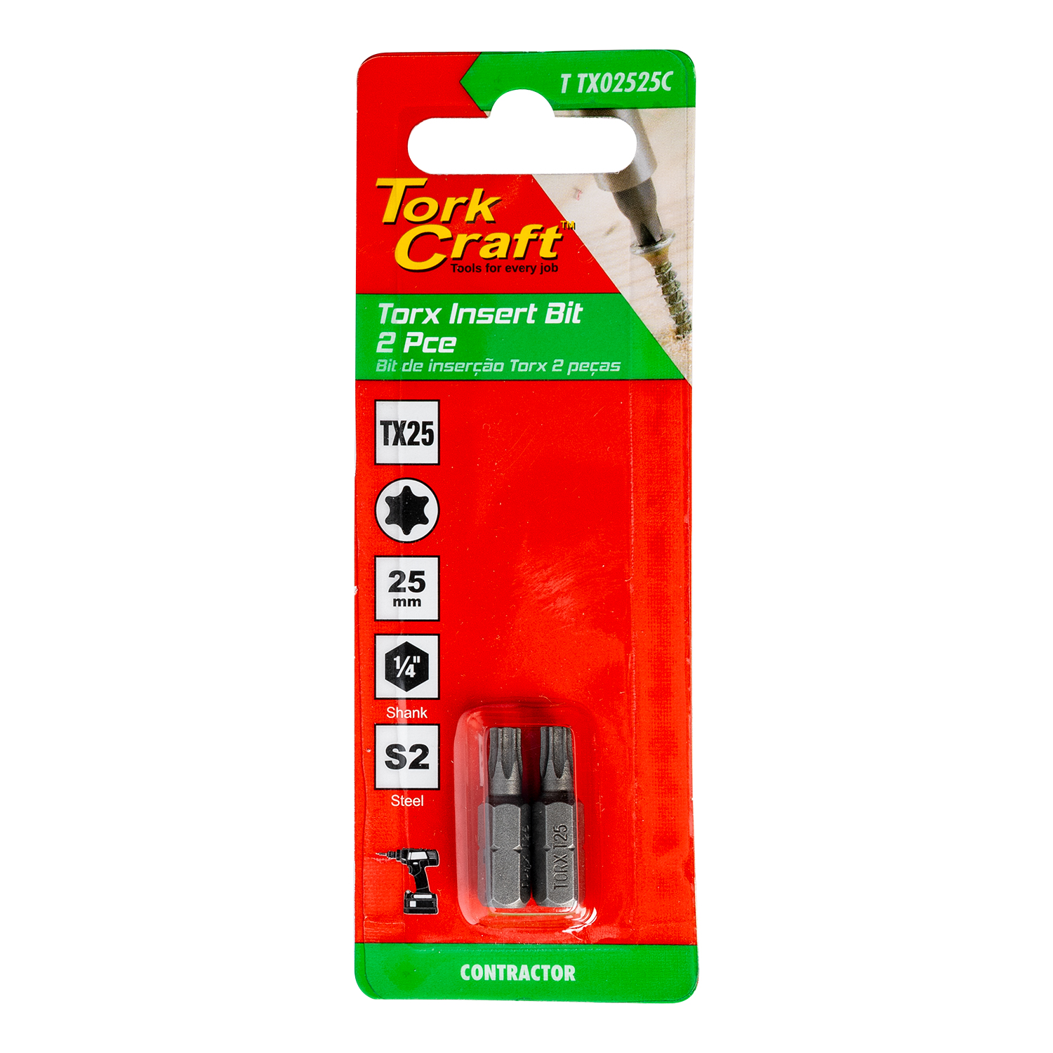 Tork Craft Torx Tx 25 Classic Insert Bit 25Mm 2Pc Carded