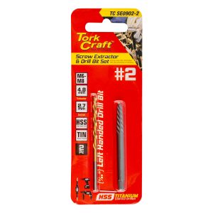 Tork Craft Screw Extractor Set 2Pc No.2 With Left Hand Drill Bit