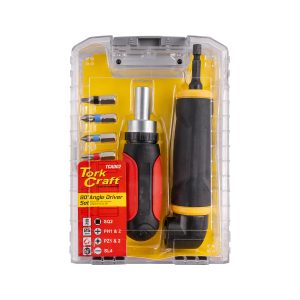 Tork Craft Angle Drive 1/4' Mf W/Ratchet Driver 6Pc Bits
