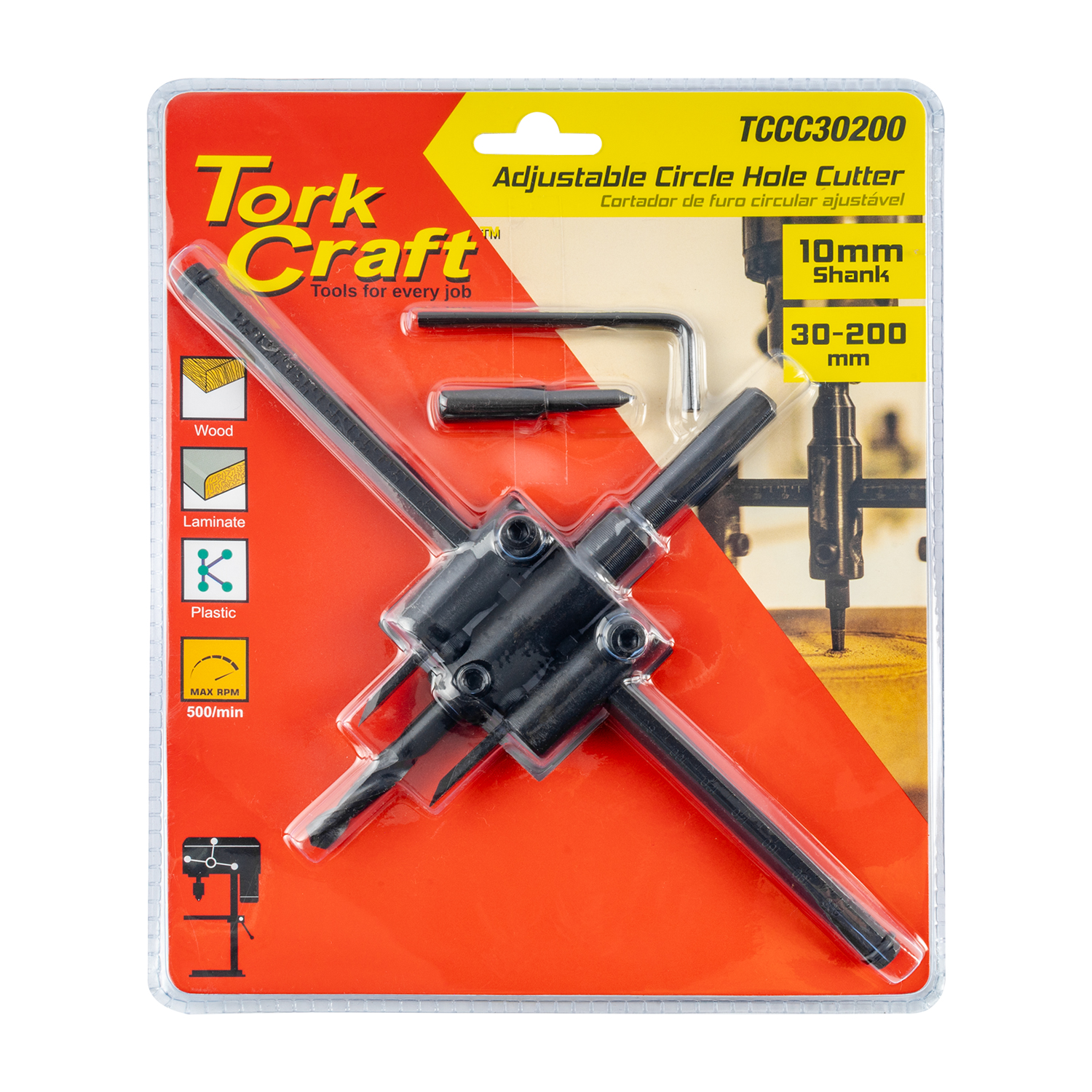 Tork Craft Circle Hole Cutter Adjustable 30-200Mm