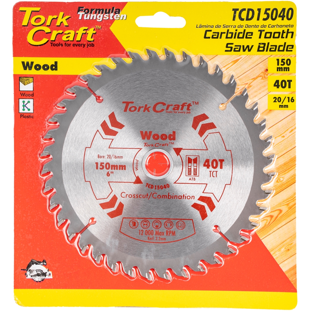 Tork Craft Blade Tct 150 X 40T 20/16 General Purpose Combination Wood