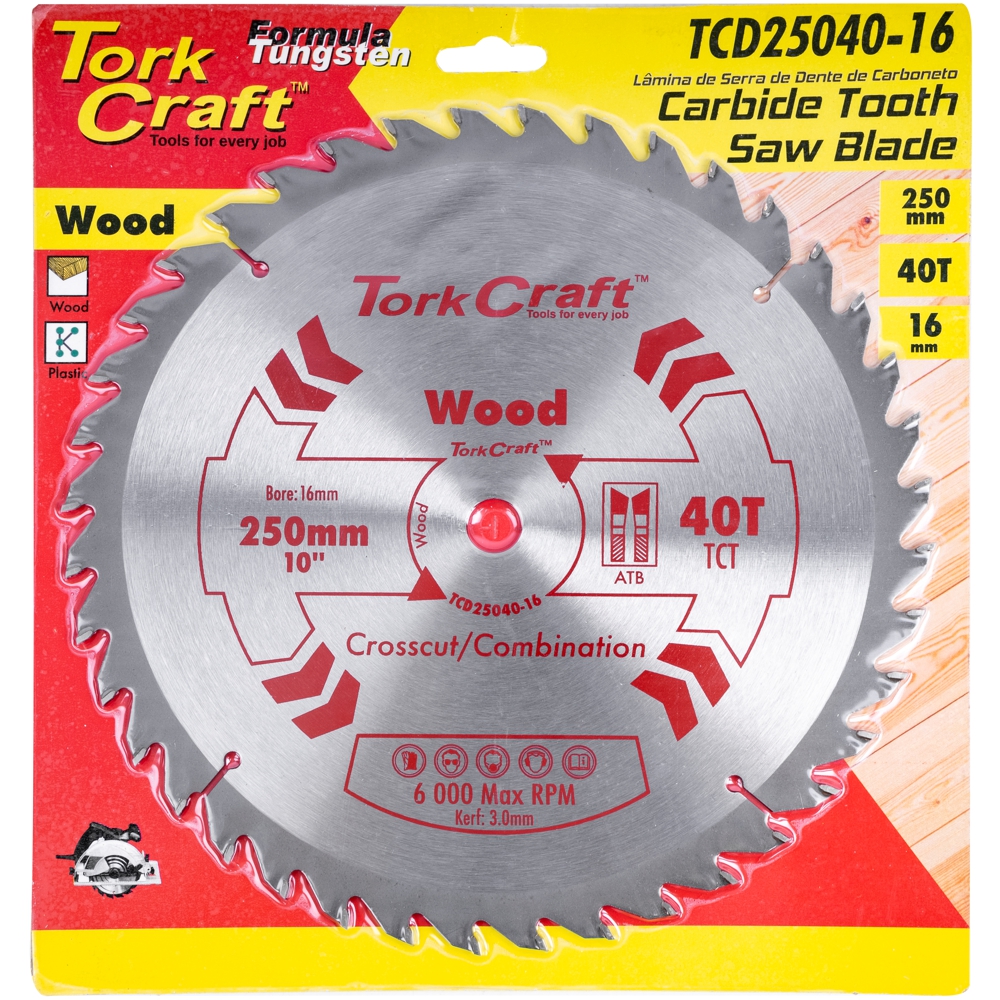 Tork Craft Blade Tct 250 X 40T 16Mm General Purpose Combination