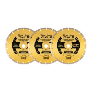 Tork Craft Diamond Blade 230Mm Segmented Profesional Bulk 3 Pack Shrink