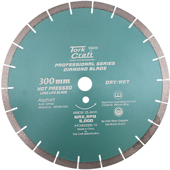 Tork Craft Diamond Blade 300 X 25.4Mm Asphalt Hot Pressed Segmented Tar