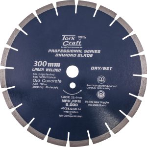 Tork Craft Diamond Blade 300 X 25.4Mm Old Concrete Laser Welded Segmented