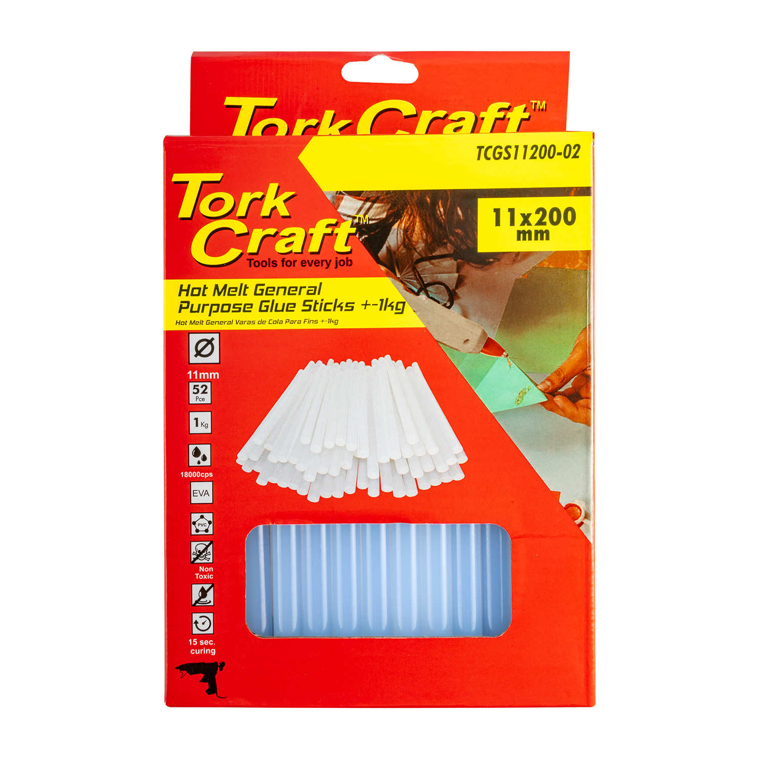 Tork Craft Glue Stick 11 X 200Mm 52Pc 1Kg Hot Melt Gen. Purpose Eva 18000Cps