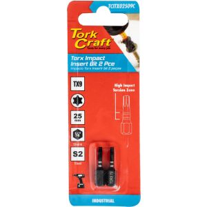 Tork Craft Torx Tx 9 Impact Insert Bit 25Mm 2Pc Carded