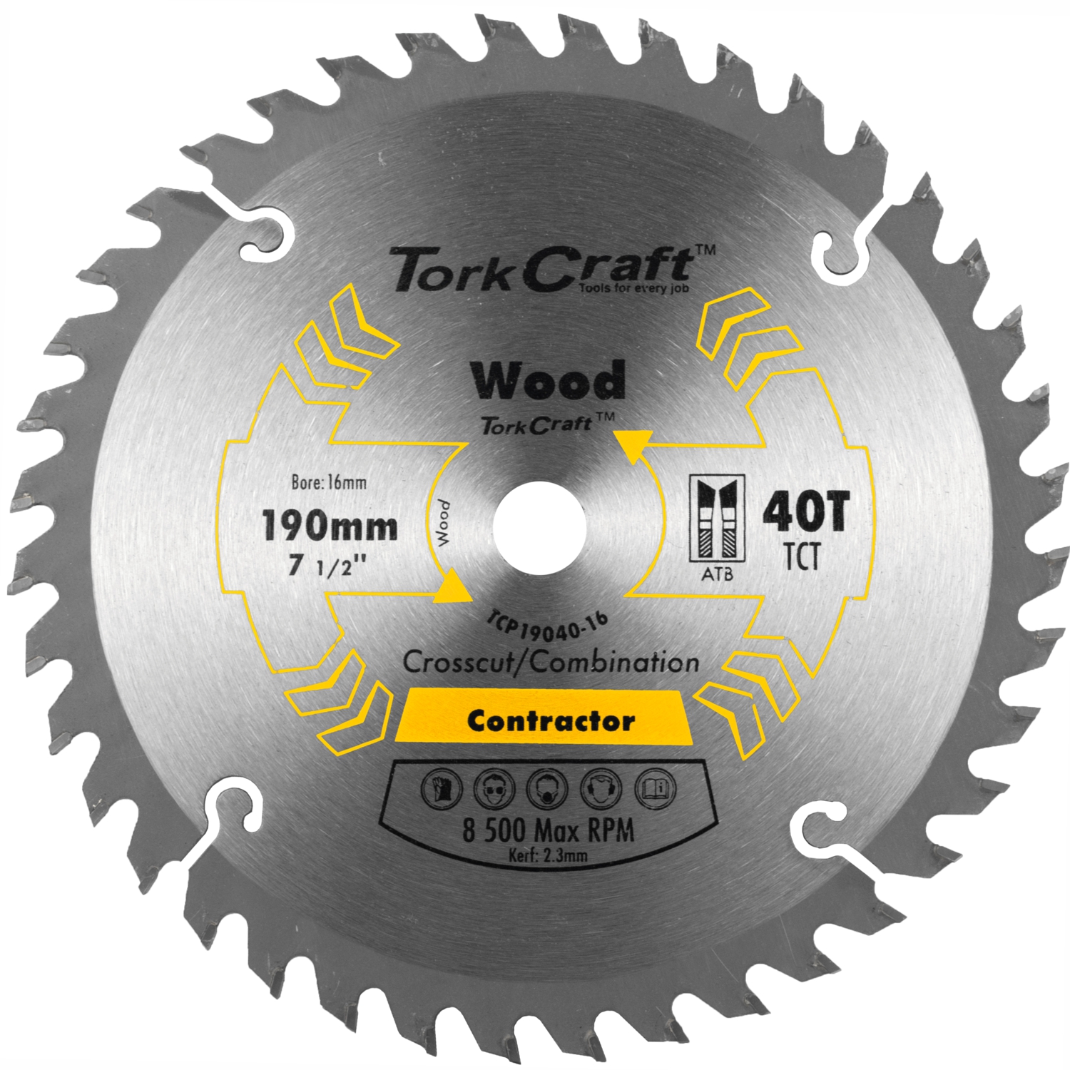 Tork Craft Blade Contractor 190 X 40T 16Mm Circular Saw Tct