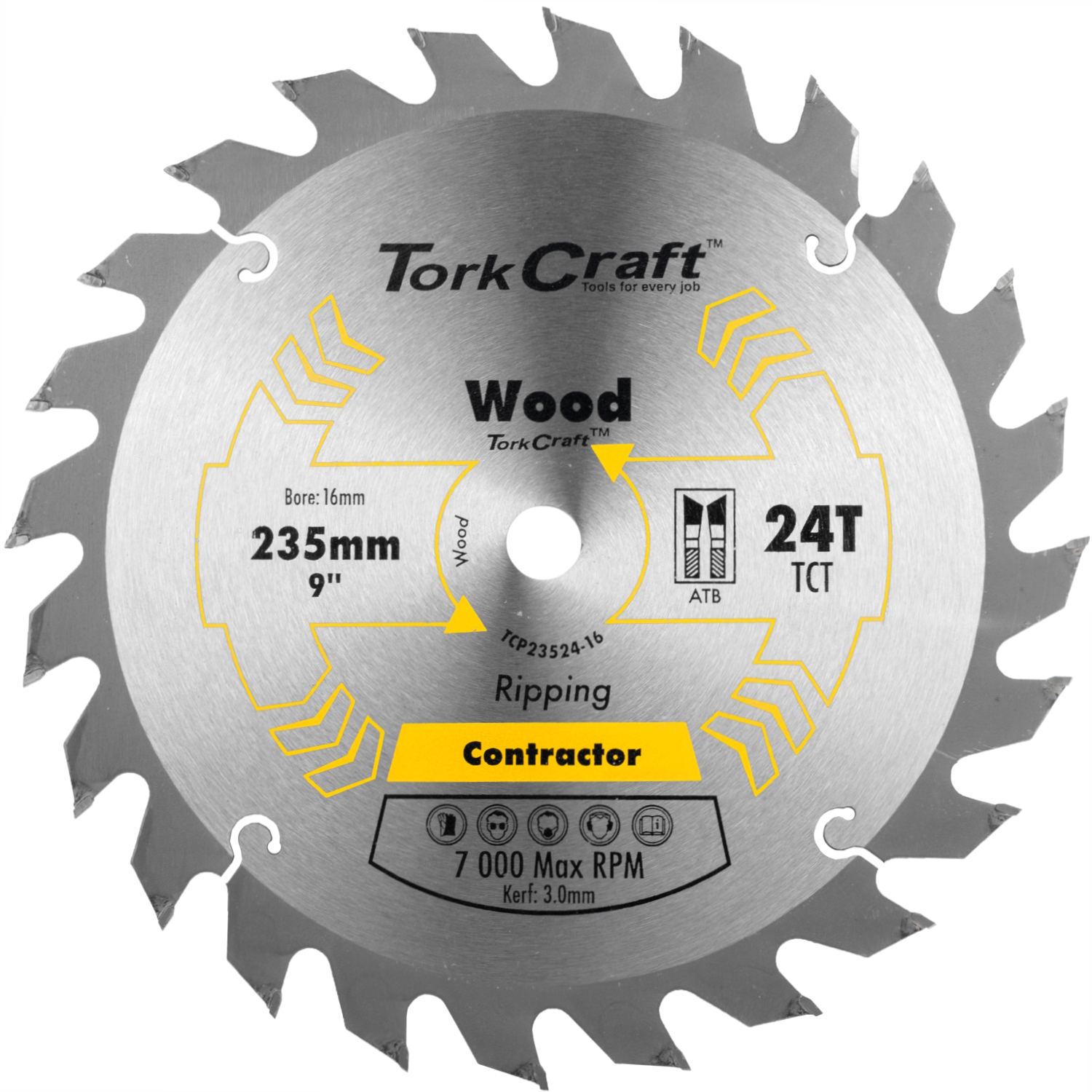 Tork Craft Blade Contractor 235 X 24T 16Mm Circular Saw Tct
