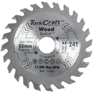 Tork Craft Tct Saw Blade 85Mm X 1.2Mm X 15Mm X 24T Wood Thin Kerf