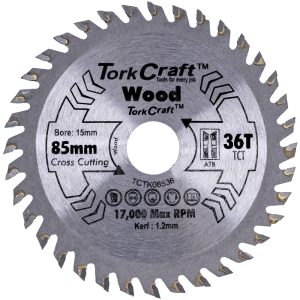 Tork Craft Tct Saw Blade 85Mm X 1.2Mm X 15Mm X 36T Wood Thin Kerf