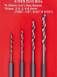 Tork Craft Hex Shank Drill Bit 4 Pce Set 2.5Mm 3Mm 4Mm 5Mm