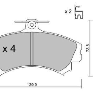 Proton brake pad set - front 130x72.8x15