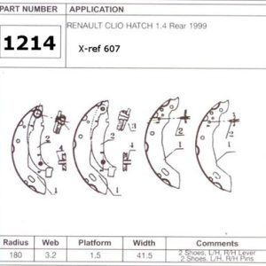 Renault brake shoe set - rear - 180X42
