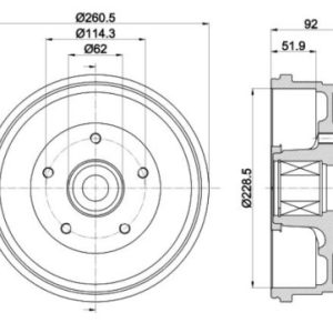 Renault brake drum - rear - 228mm ID WITH BEARING