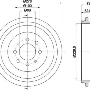 Renault brake drum - rear (228mm ID with heavy duty suspension)
