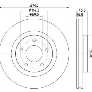 Jeep brake disc front - vented - 294x26/45.5