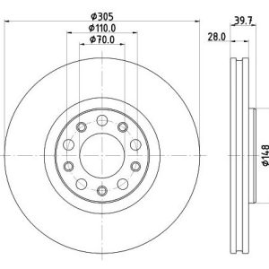 Jeep brake disc front - vented - 305x28/40