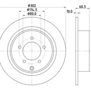 Jeep brake disc rear - solid - 302x10/60.5 (80mm spigot)