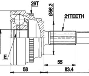 Renault cv joint - outer 21-25-56.6 ABS