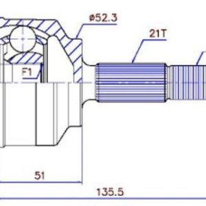 Renault cv joint - outer 21-28-52.3