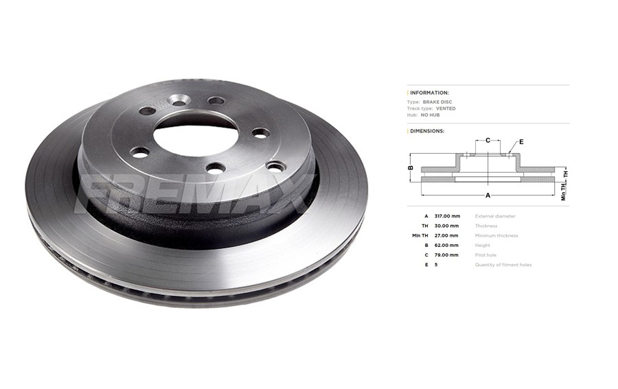 Land Rover brake disc rear - vented 325x20/58.9