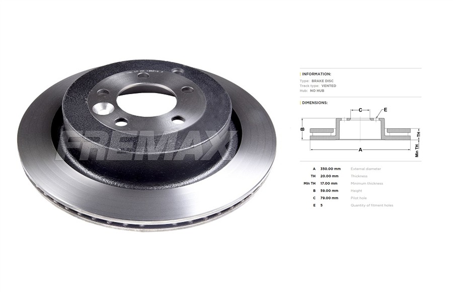 Land Rover brake disc rear - vented 350x20/59