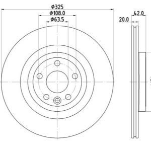 Land Rover brake disc rear - vented 325x20/42